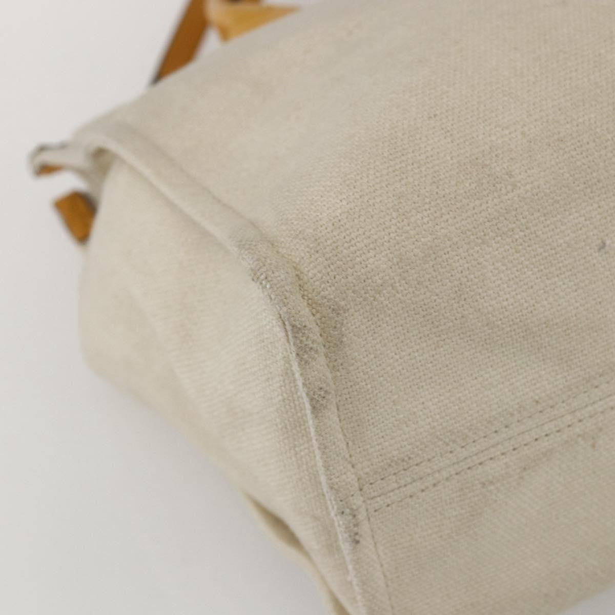Gucci Foldable Web Tote Canvas With Leather Beige Canvas Tote Bag Bag (Pre-Owned)
