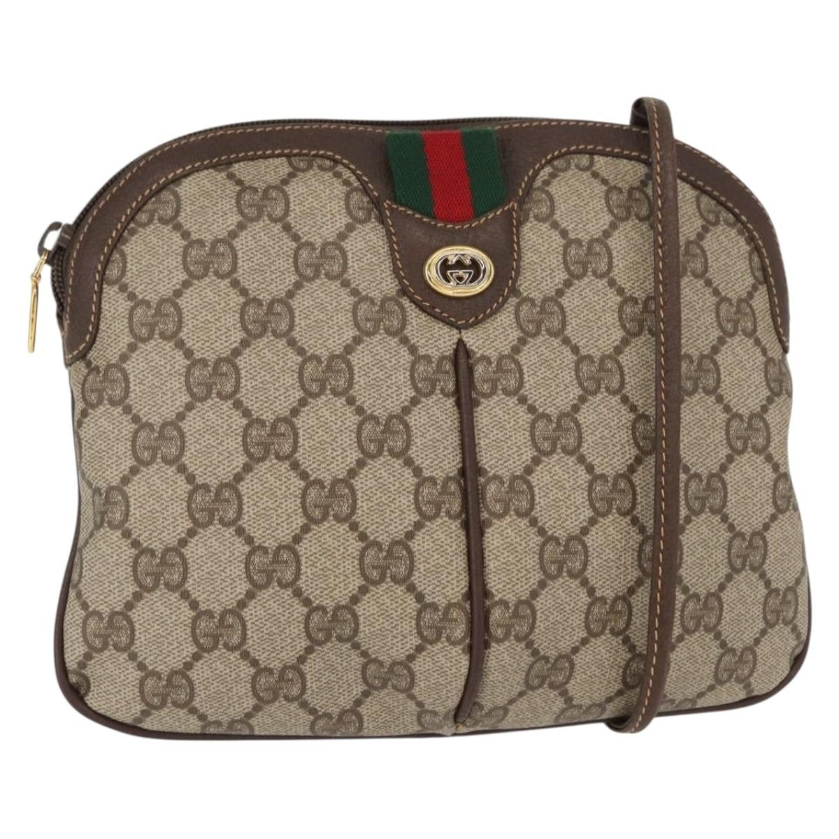 Gucci Vintage Web Crossbody Bag Gg Coated Canvas Beige Canvas Shoulder Bag Bag (Pre-Owned)