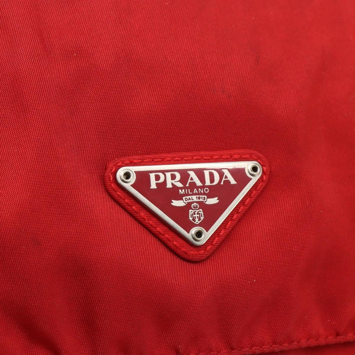 Prada Zip Buckle Messenger Bag Tessuto Red Nylon Shoulder Bag Bag (Pre-Owned)