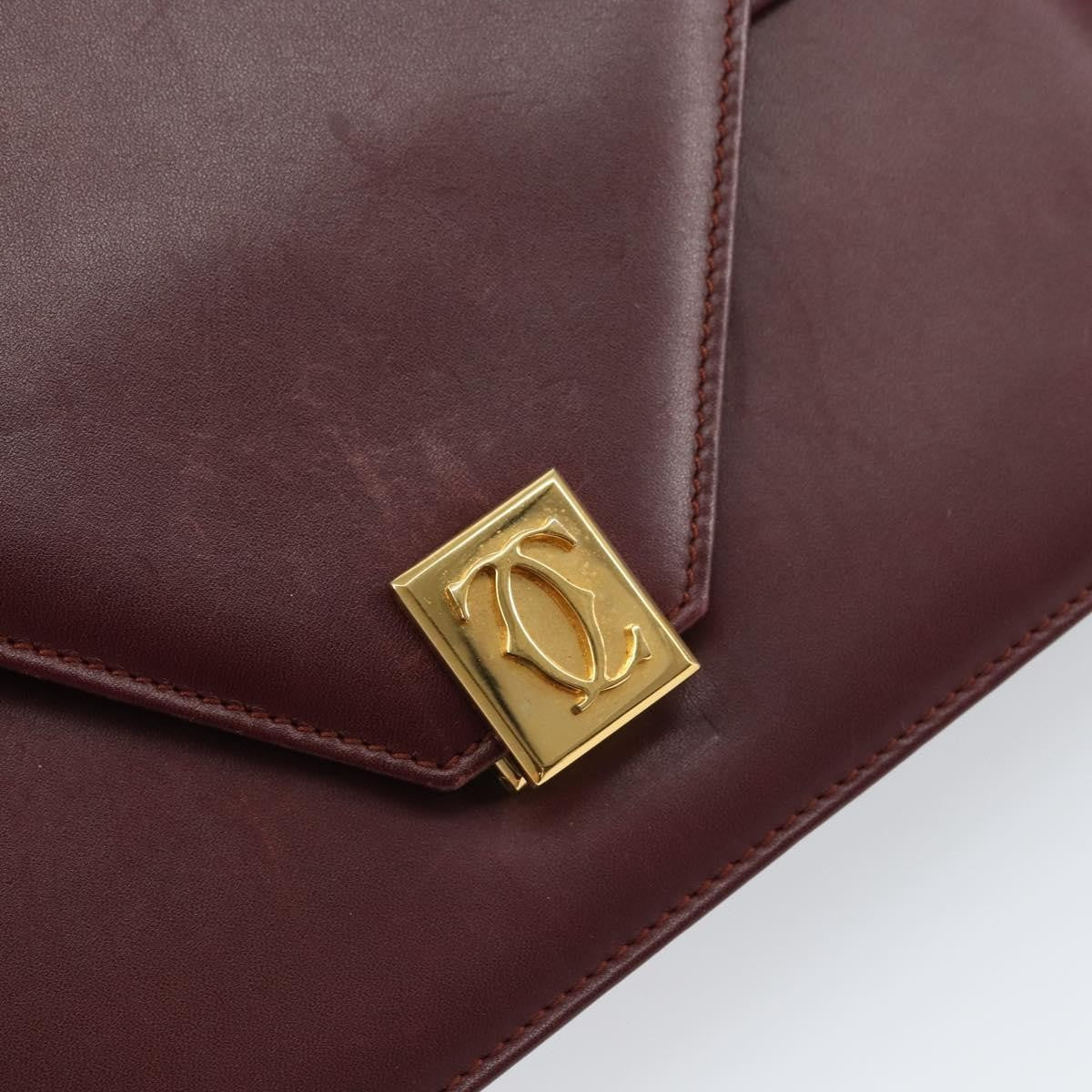 Cartier Must De Cartier Shoulder Bag Leather Burgundy Leather Shoulder Bag Bag (Pre-Owned)