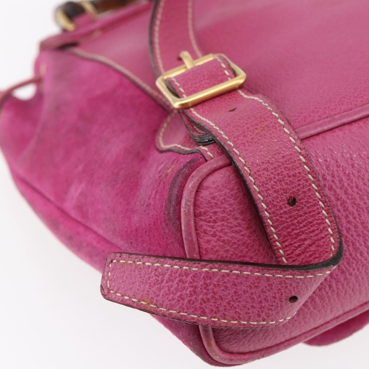 Gucci Vintage Bamboo Backpack Suede Pink Suede Backpack Bag (Pre-Owned)