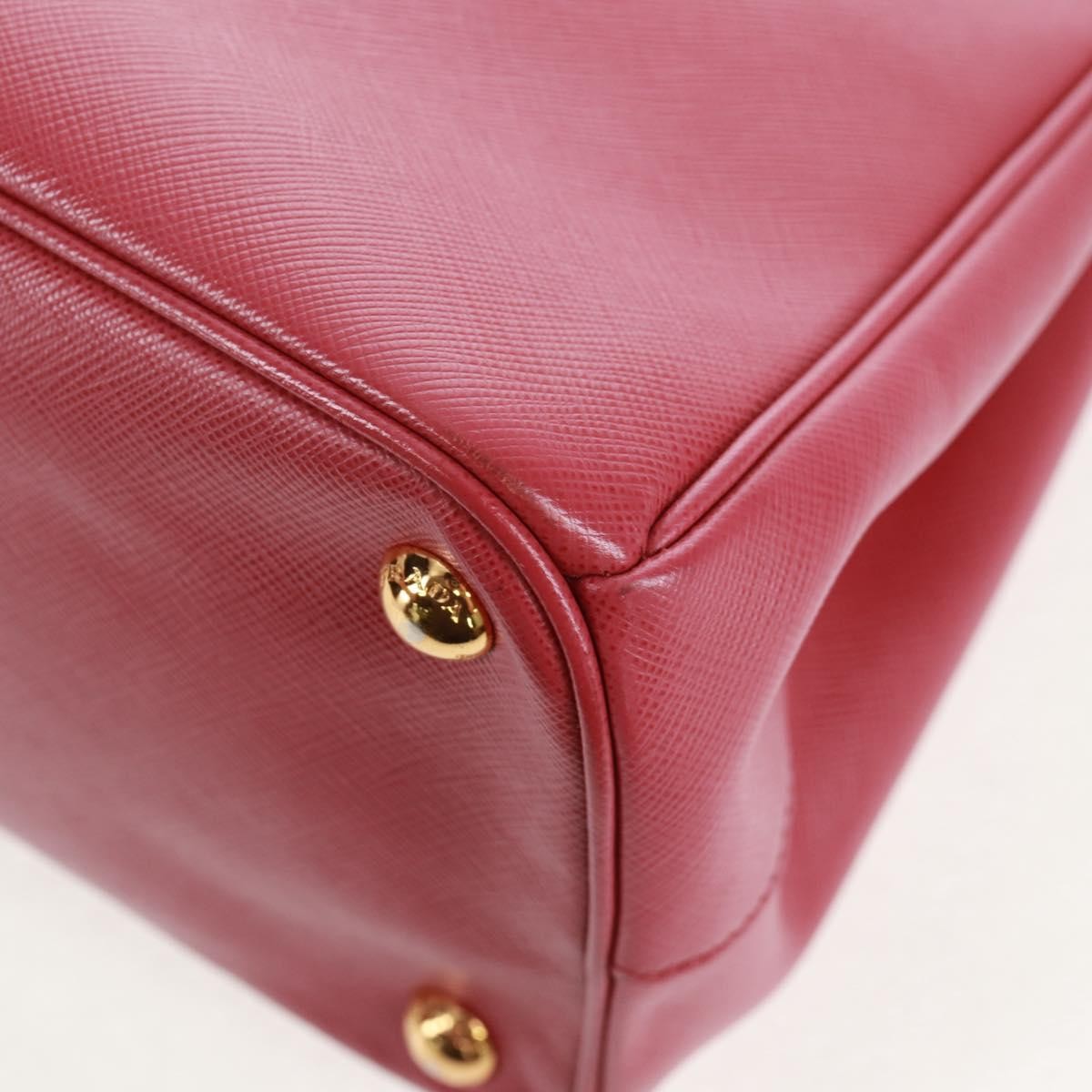 Prada Double Zip Lux Tote Saffiano Leather Pink Leather Handbag (Pre-Owned)