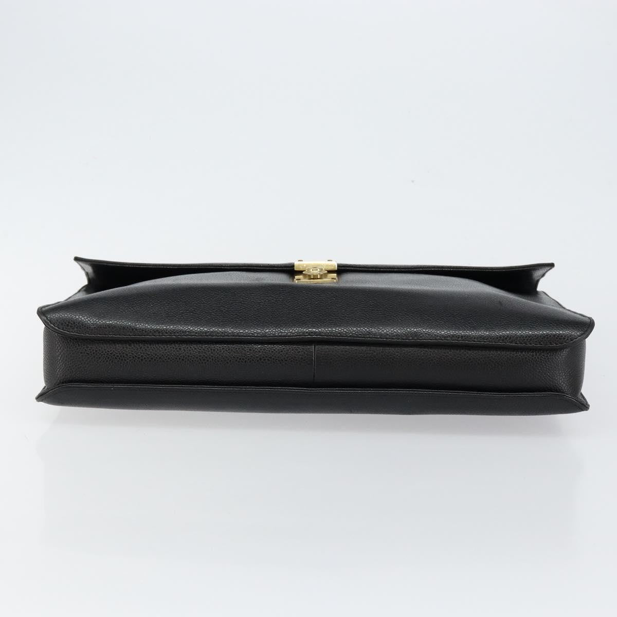 Chanel Vintage Lock Briefcase Caviar Black Leather Briefcase Bag (Pre-Owned)