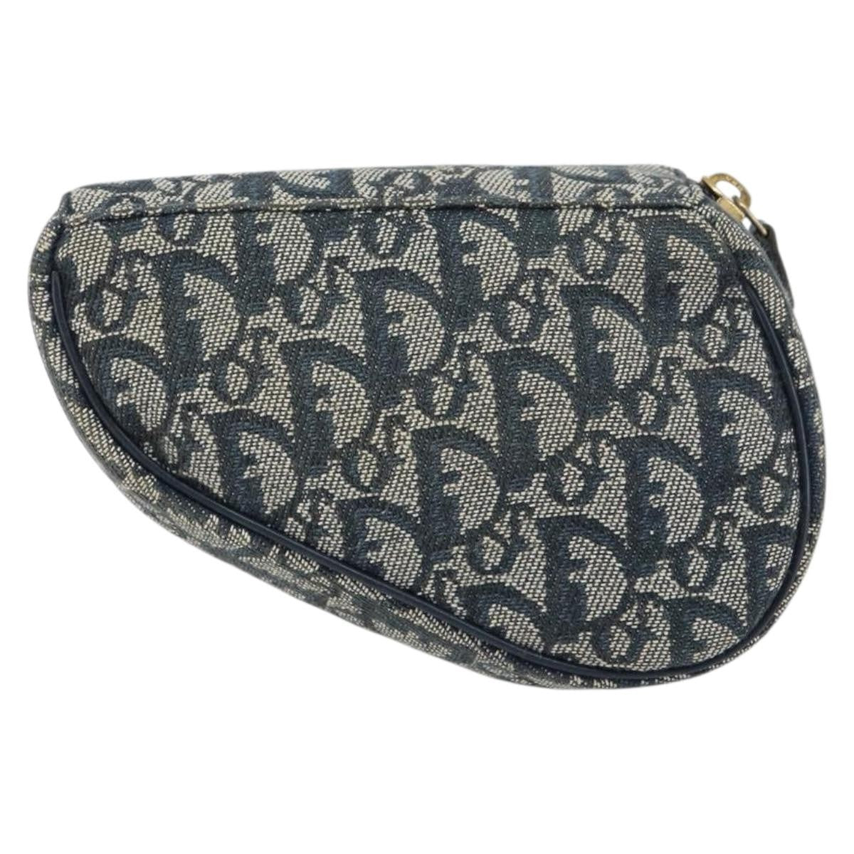 Christian Dior Vintage Saddle Coin Purse Diorissimo Canvas Navy Canvas Clutche & Pouche Bag (Pre-Owned)