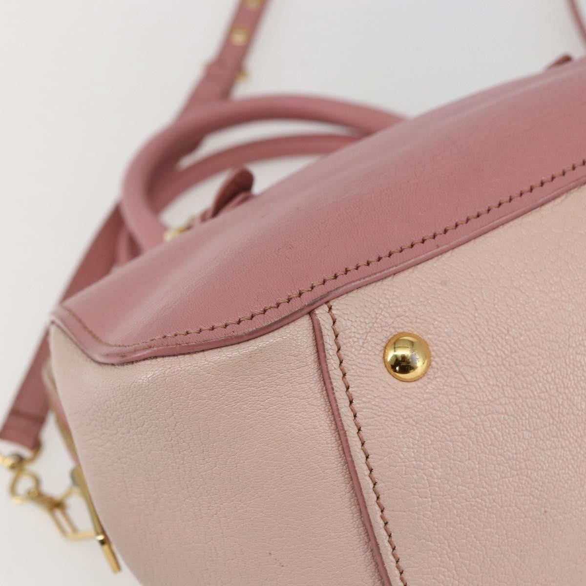 Miu Miu Madras Bowler Bag Leather Pink Leather Handbag (Pre-Owned)