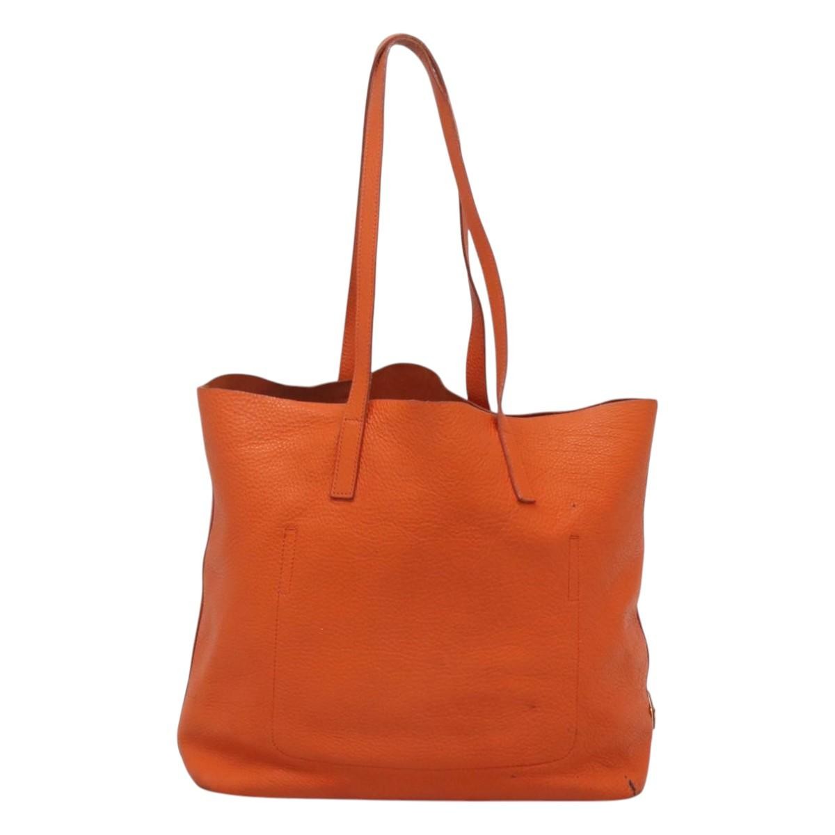 Prada Vintage Tote Leather Orange Leather Tote Bag Bag (Pre-Owned)
