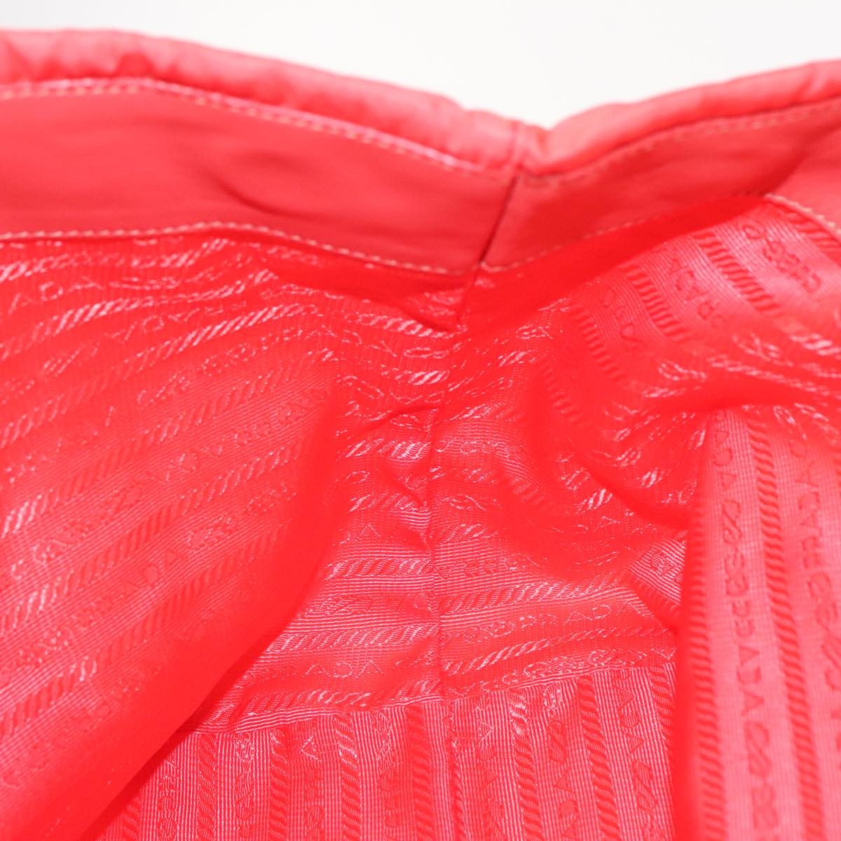 Prada Bow Tote Tessuto Orange Nylon Handbag (Pre-Owned)