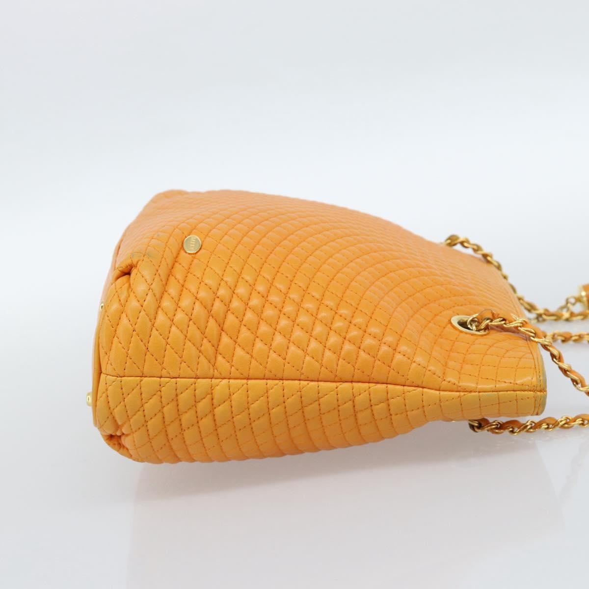 Bally Vintage Shoulder Bag Quilted Leather Orange Leather Shoulder Bag Bag (Pre-Owned)