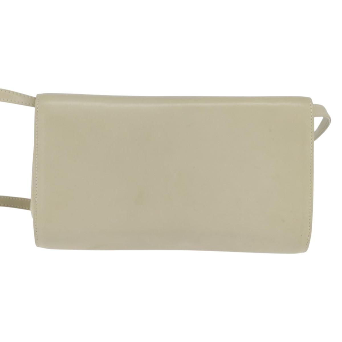 Celine Flap Shoulder Bag Leather Beige Leather Shoulder Bag Bag (Pre-Owned)