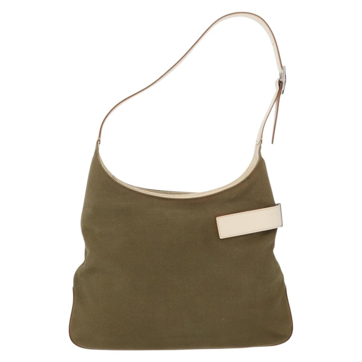 Salvatore Ferragamo Gancini Shoulder Bag Canvas Khaki Canvas Shoulder Bag Bag (Pre-Owned)