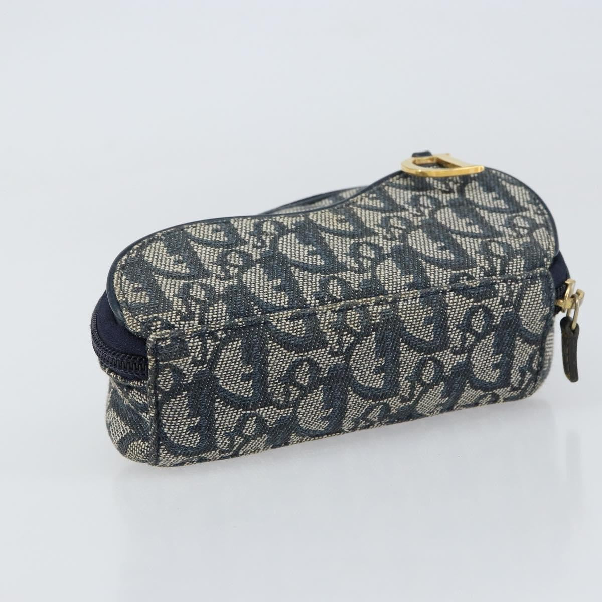 Christian Dior Vintage Saddle Coin Purse Diorissimo Canvas Navy Canvas Clutche & Pouche Bag (Pre-Owned)