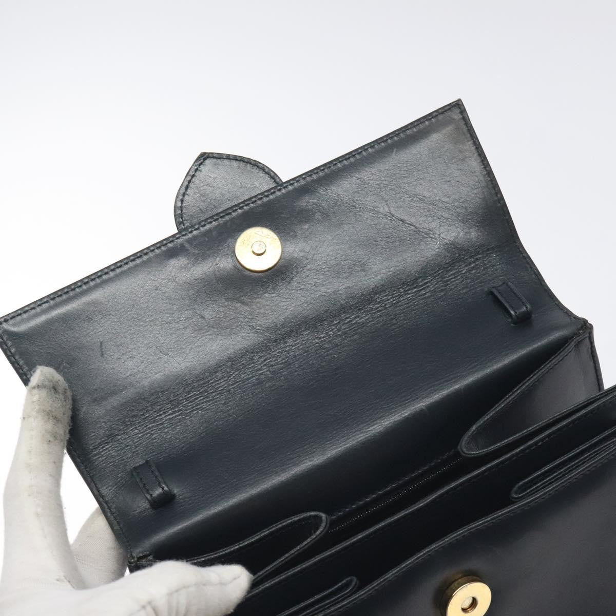 Salvatore Ferragamo Vintage Handbag Leather Black Leather Handbag (Pre-Owned)