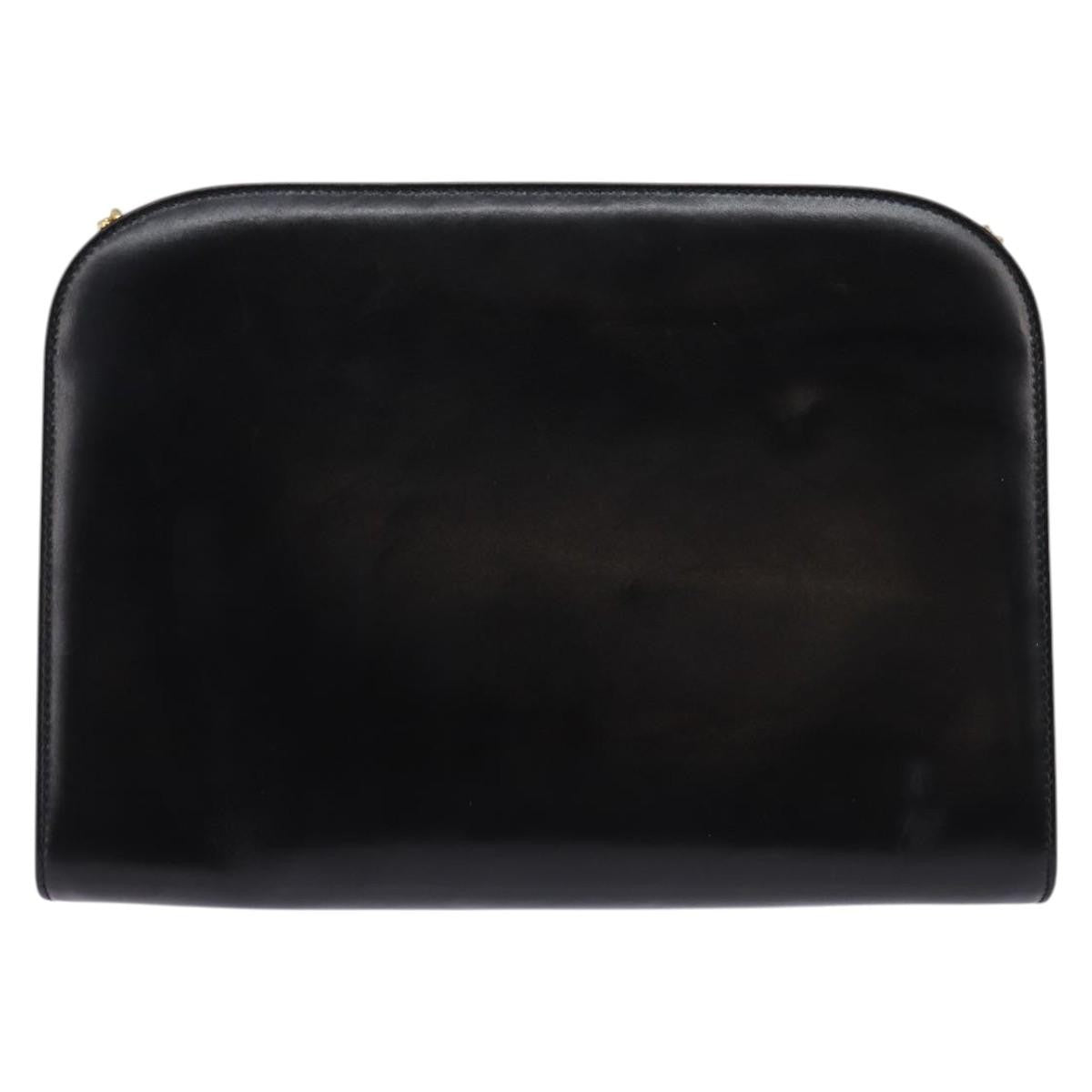 Salvatore Ferragamo Vintage Gancini Chain Shoulder Bag Leather Black Leather Shoulder Bag Bag (Pre-Owned)