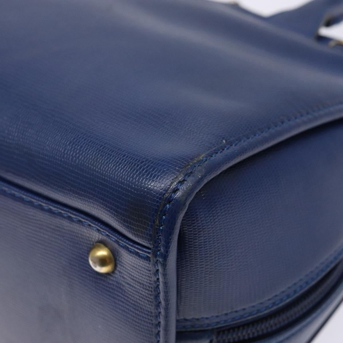 Celine Circle Logo Handbag Leather Blue Leather Bag (Pre-Owned)