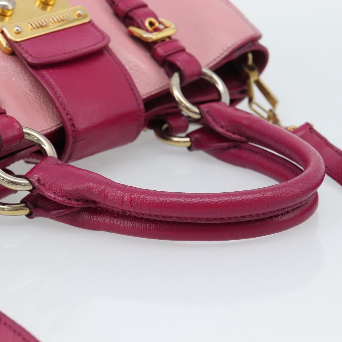 Miu Miu Madras Convertible Lock Tote Leather Pink Leather Handbag (Pre-Owned)