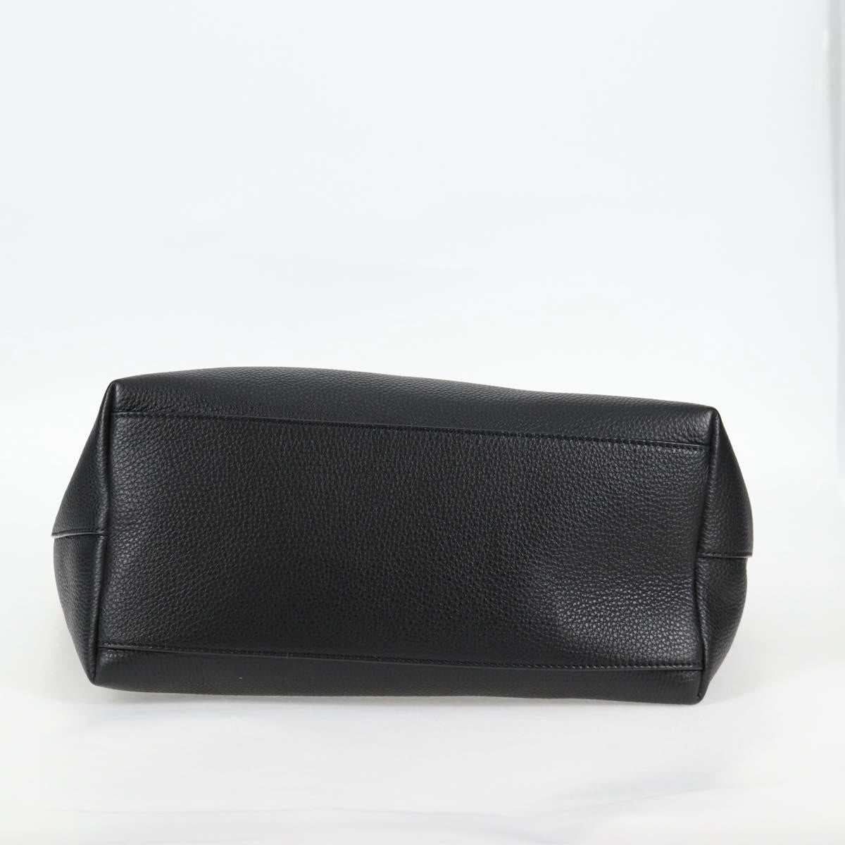 Versace Medusa Tote Leather Black Leather Tote Bag Bag (Pre-Owned)