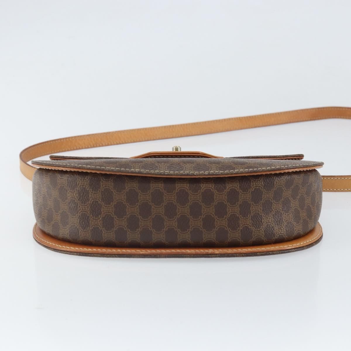 Celine Vintage Macadam Shoulder Bag Canvas And Leather Brown Canvas Shoulder Bag Bag (Pre-Owned)