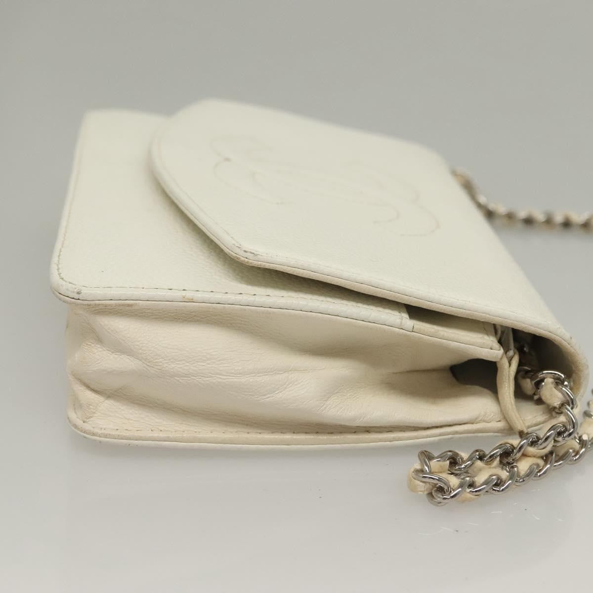 Chanel Vintage Timeless Wallet On Chain Caviar White Leather Shoulder Bag Bag (Pre-Owned)