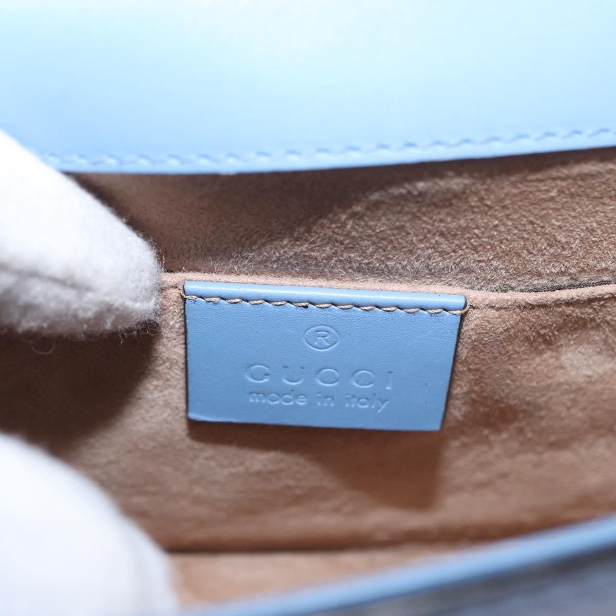 Gucci Sylvie Chain Shoulder Bag Leather Blue Leather Shoulder Bag Bag (Pre-Owned)