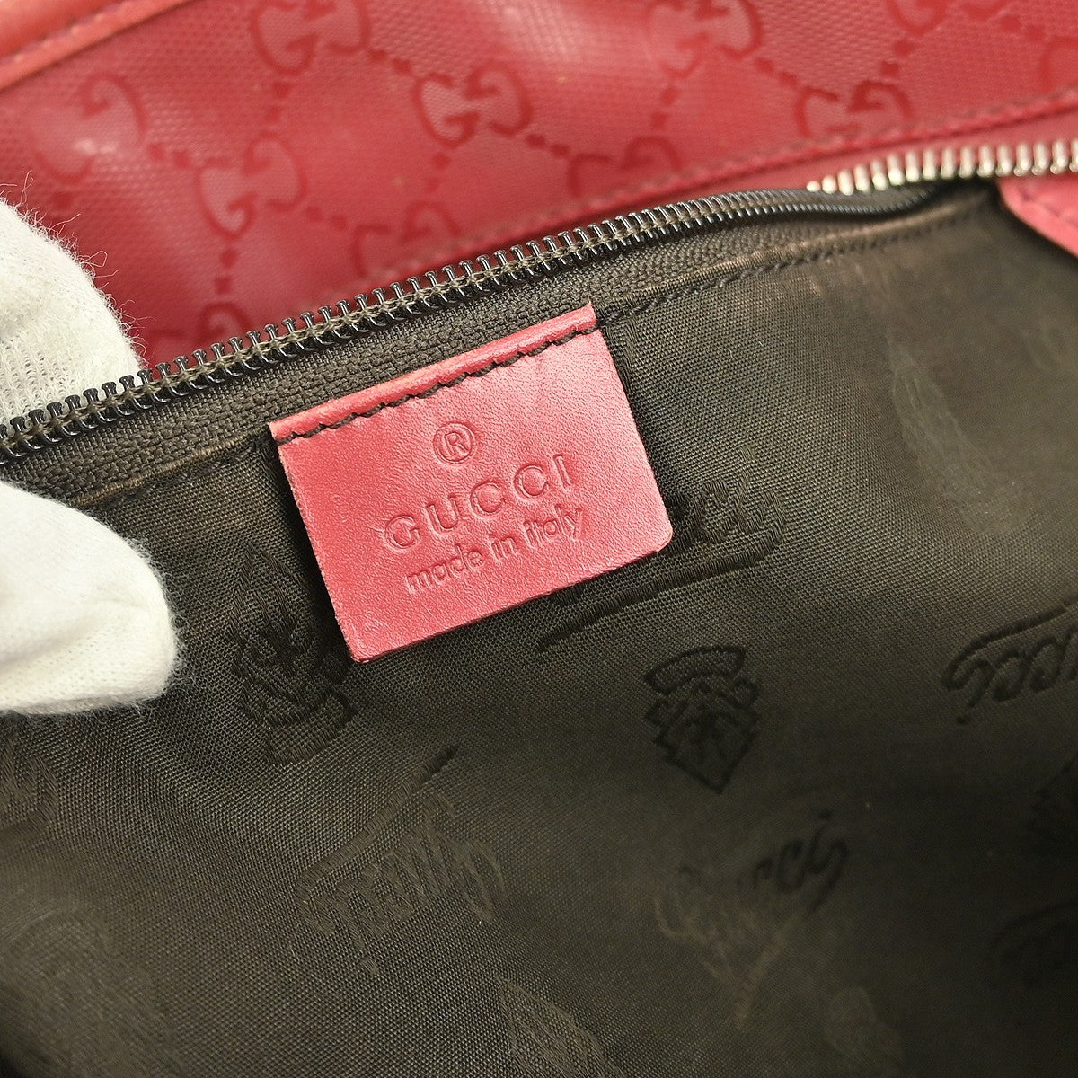 Gucci Plus Tote Gg Imprime Red Leather Tote Bag Bag (Pre-Owned)