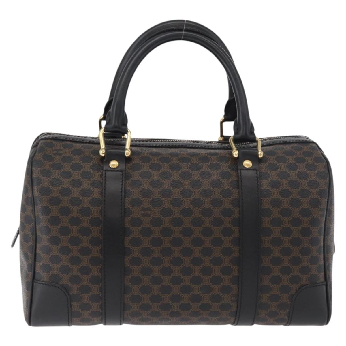 Celine Vintage Duffle Bag Macadam Coated Canvas Black Canvas Handbag (Pre-Owned)