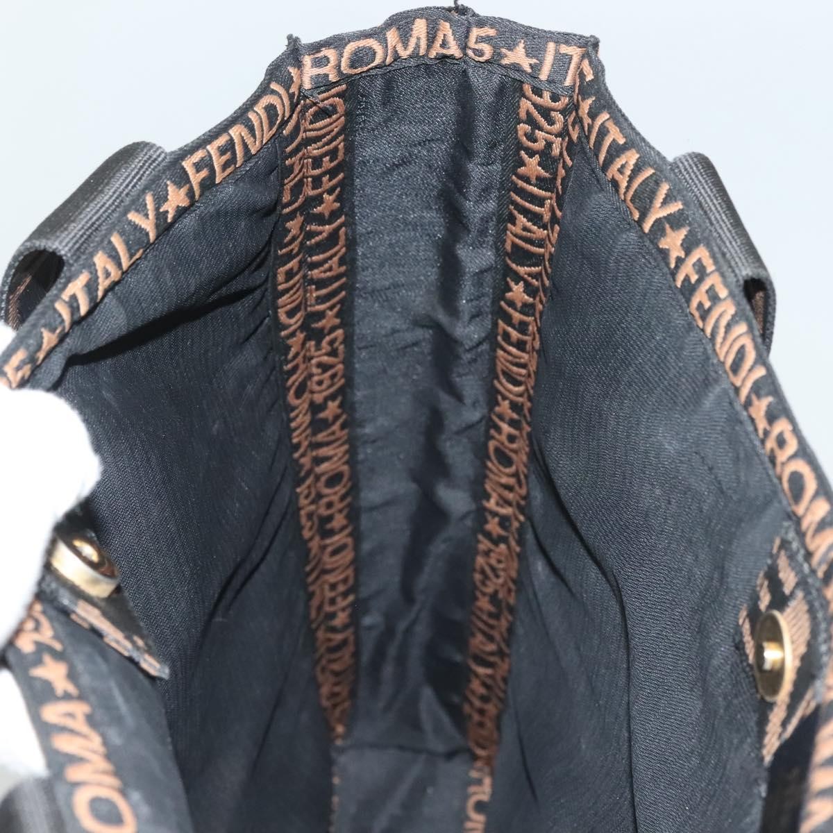Fendi Zucca Tote Bag Straw Black Wood Tote Bag Bag (Pre-Owned)