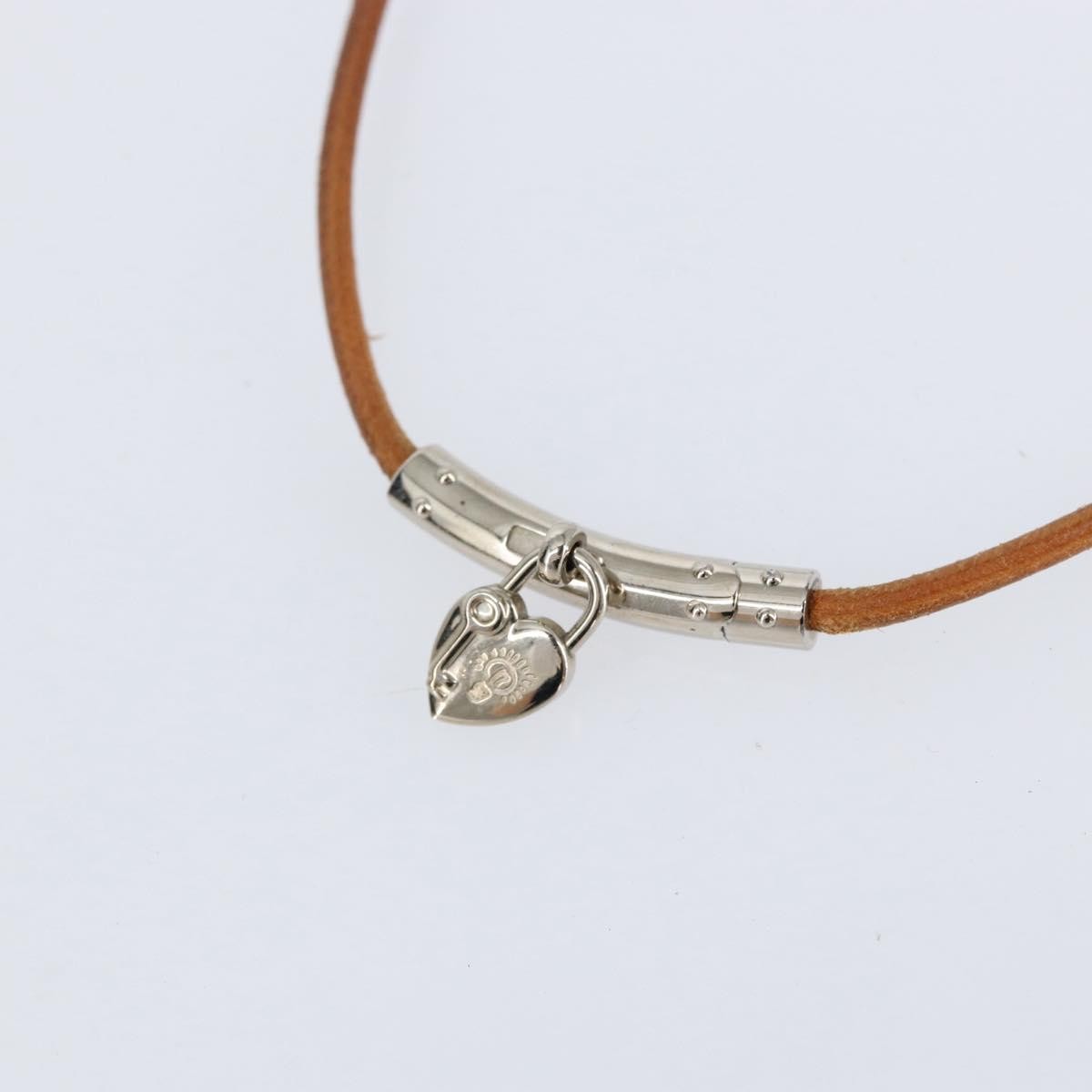 Hermes Annee Mediterranee Cadena Charm Necklace Metal And Leather Brown Leather Necklace Jewelry (Pre-Owned)