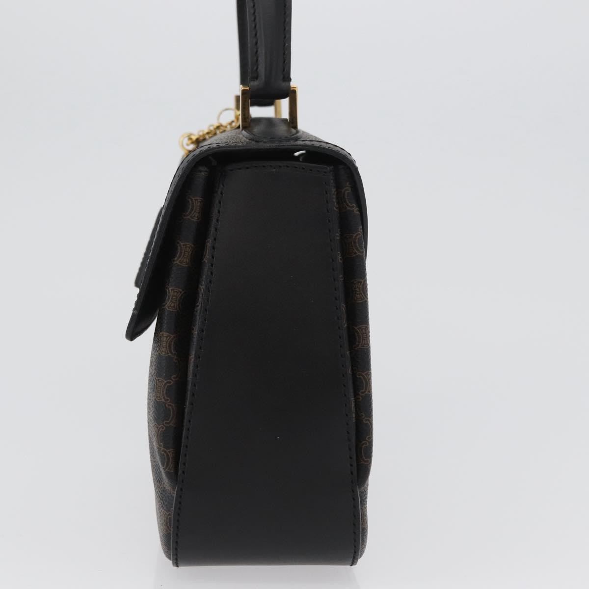 Celine Vintage Convertible Top Handle Bag Macadam Coated Canvas Black Canvas Handbag (Pre-Owned)