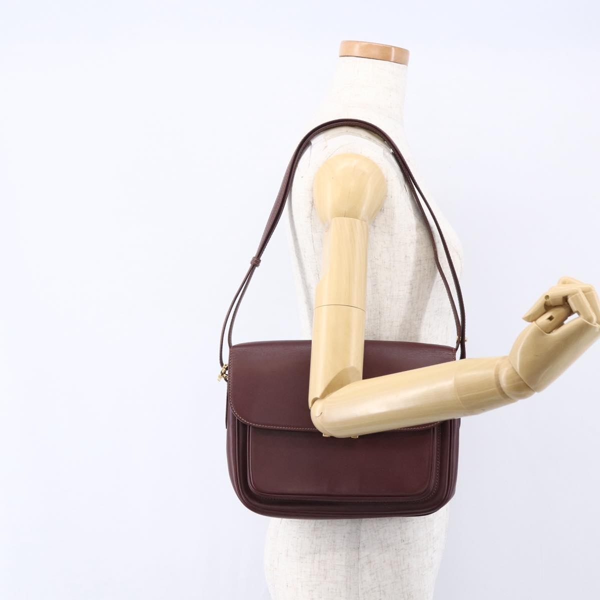 Cartier Must De Cartier Shoulder Bag Leather Burgundy Leather Shoulder Bag Bag (Pre-Owned)