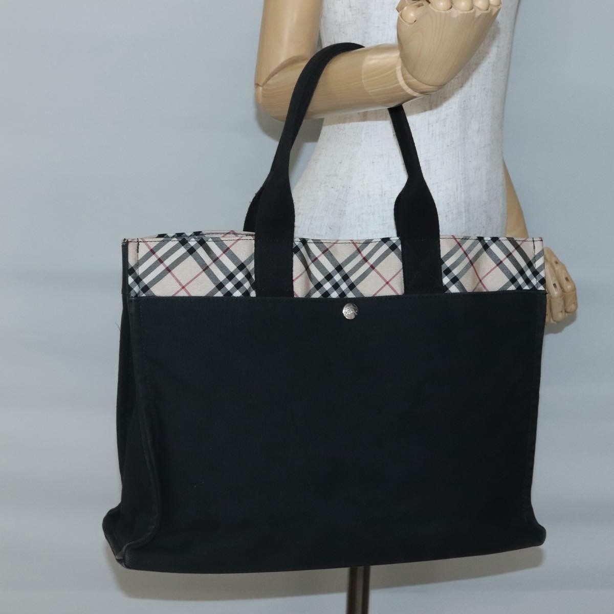 Burberry Nova Check Tote Canvas Check Pattern Black Canvas Tote Bag Bag (Pre-Owned)