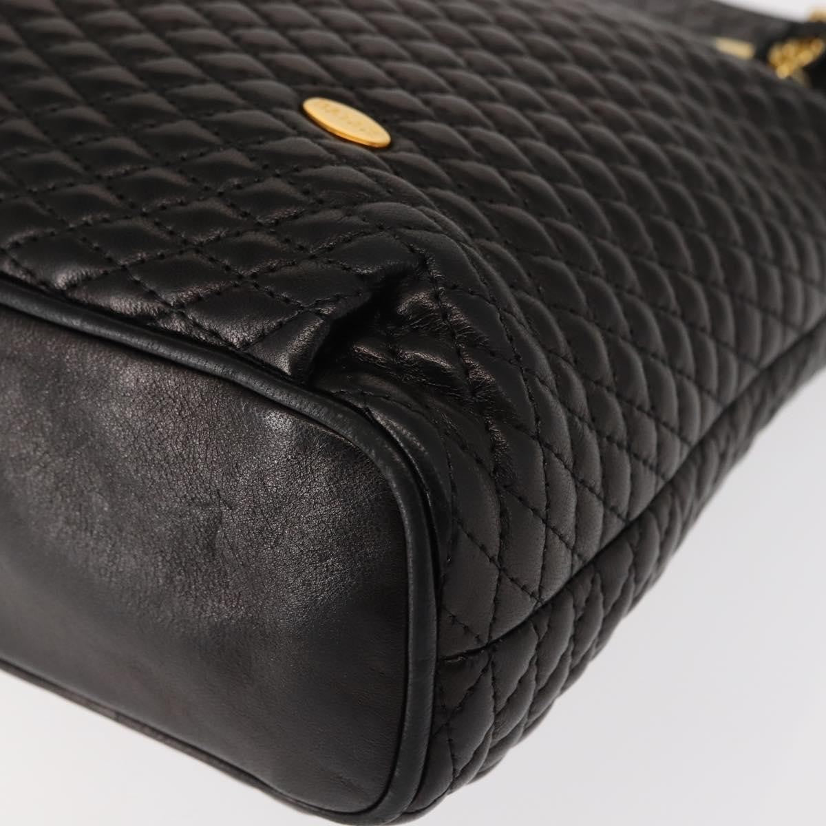 Bally Vintage Chain Shoulder Bag Quilted Leather Black Leather Shoulder Bag Bag (Pre-Owned)