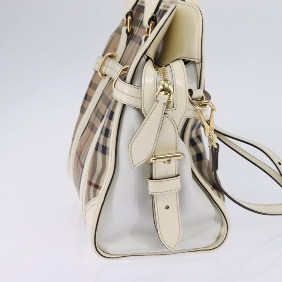 Burberry Minford Satchel Haymarket Coated Canvas Beige Canvas Tote Bag Bag (Pre-Owned)