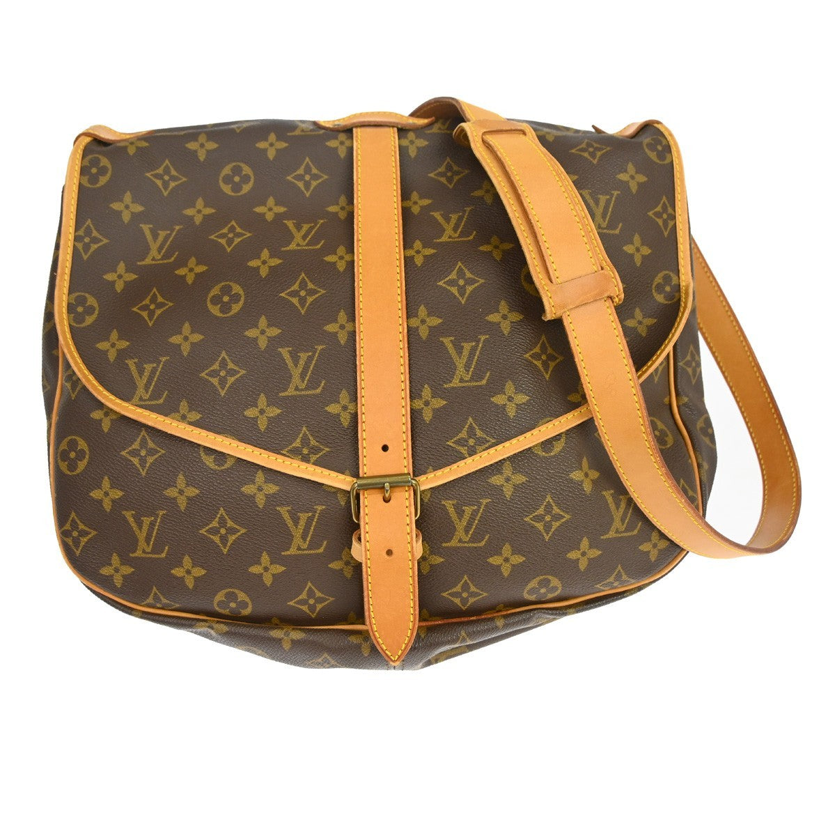 Louis Vuitton Saumur Handbag Monogram Canvas Brown Canvas Shoulder Bag Bag (Pre-Owned)