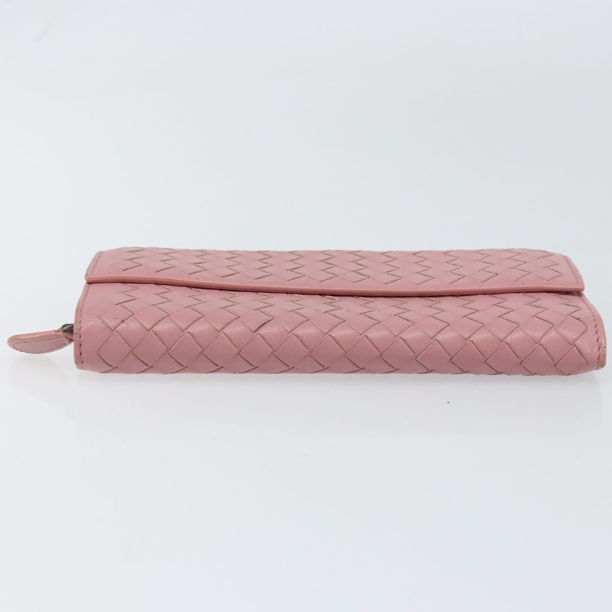 Bottega Veneta Intrecciato Long Zip  Wallet Leather Pink Leather Wallets Accessory (Pre-Owned)