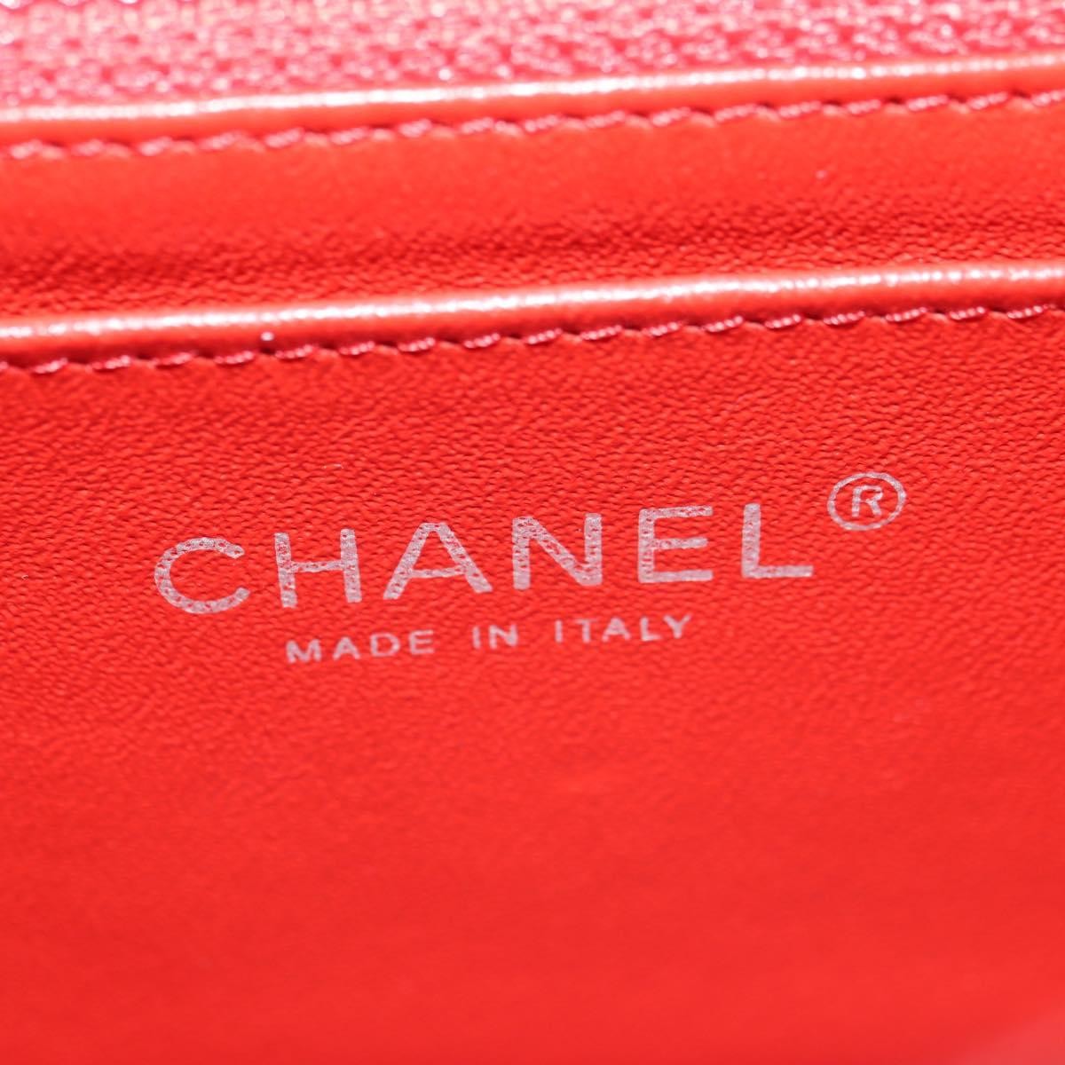 Chanel Flap Shoulder Bag Leather Red Leather Handbag (Pre-Owned)