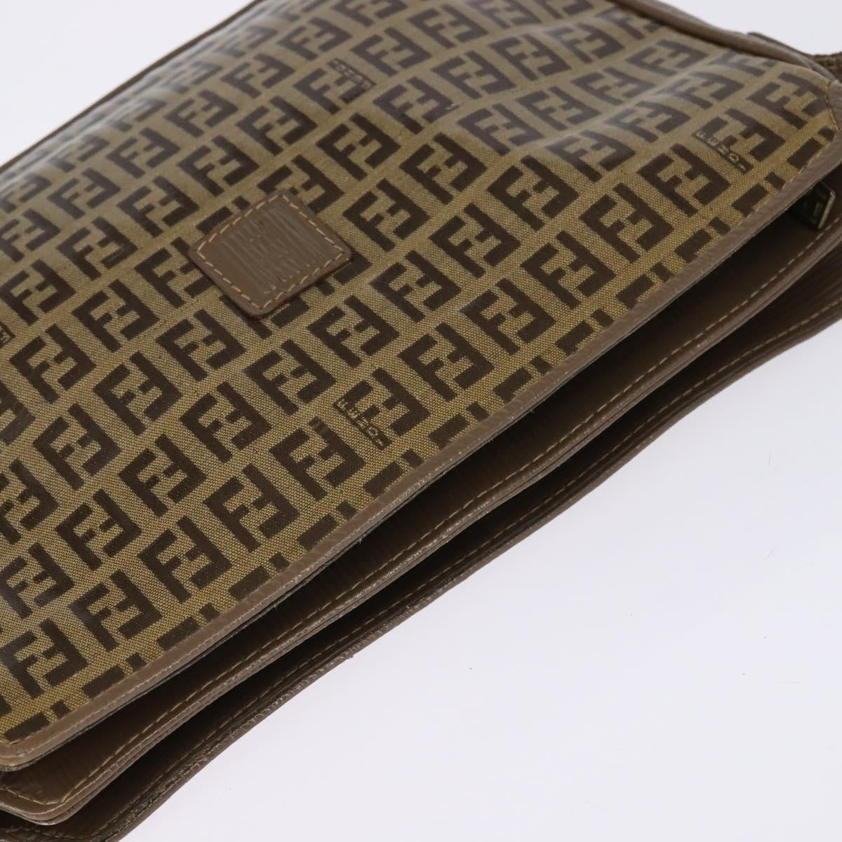 Fendi Vintage Zip Crossbody Bag Zucchino Canvas Beige Canvas Shoulder Bag Bag (Pre-Owned)