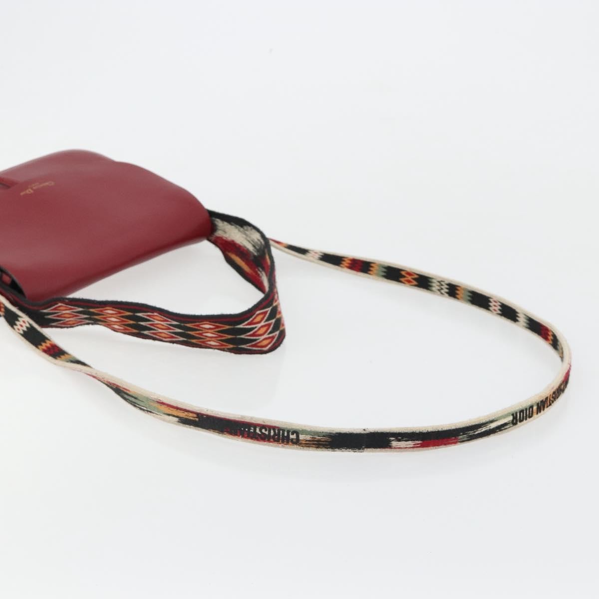 Christian Dior Diorodeo Flap Bag Leather Red Leather Shoulder Bag Bag (Pre-Owned)
