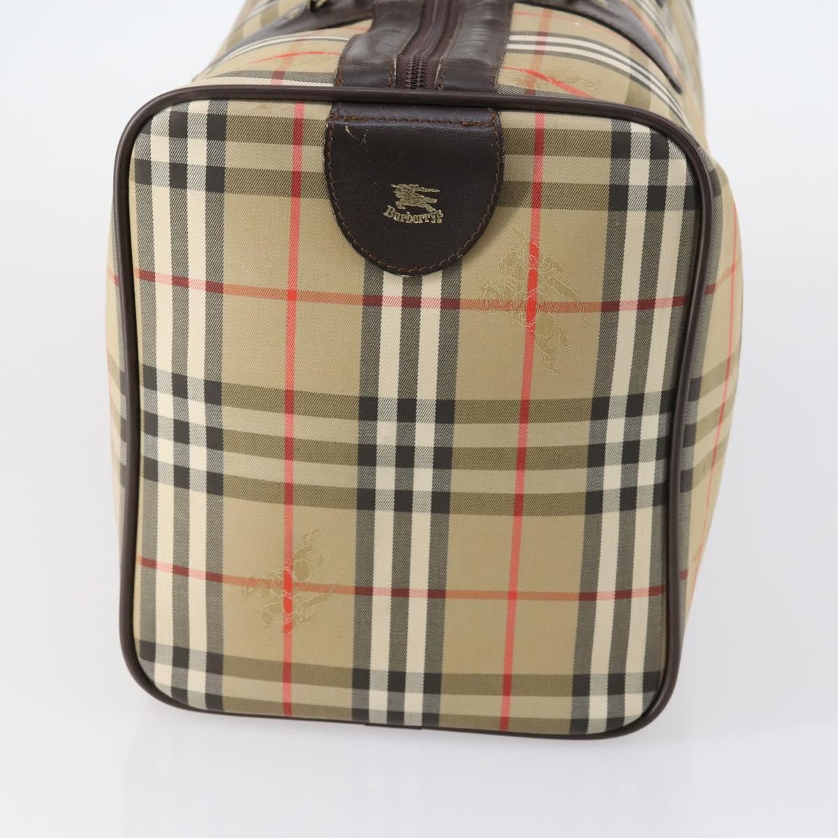 Burberry Vintage Duffle Bag Haymarket Canvas Beige Canvas Travel Bag Bag (Pre-Owned)