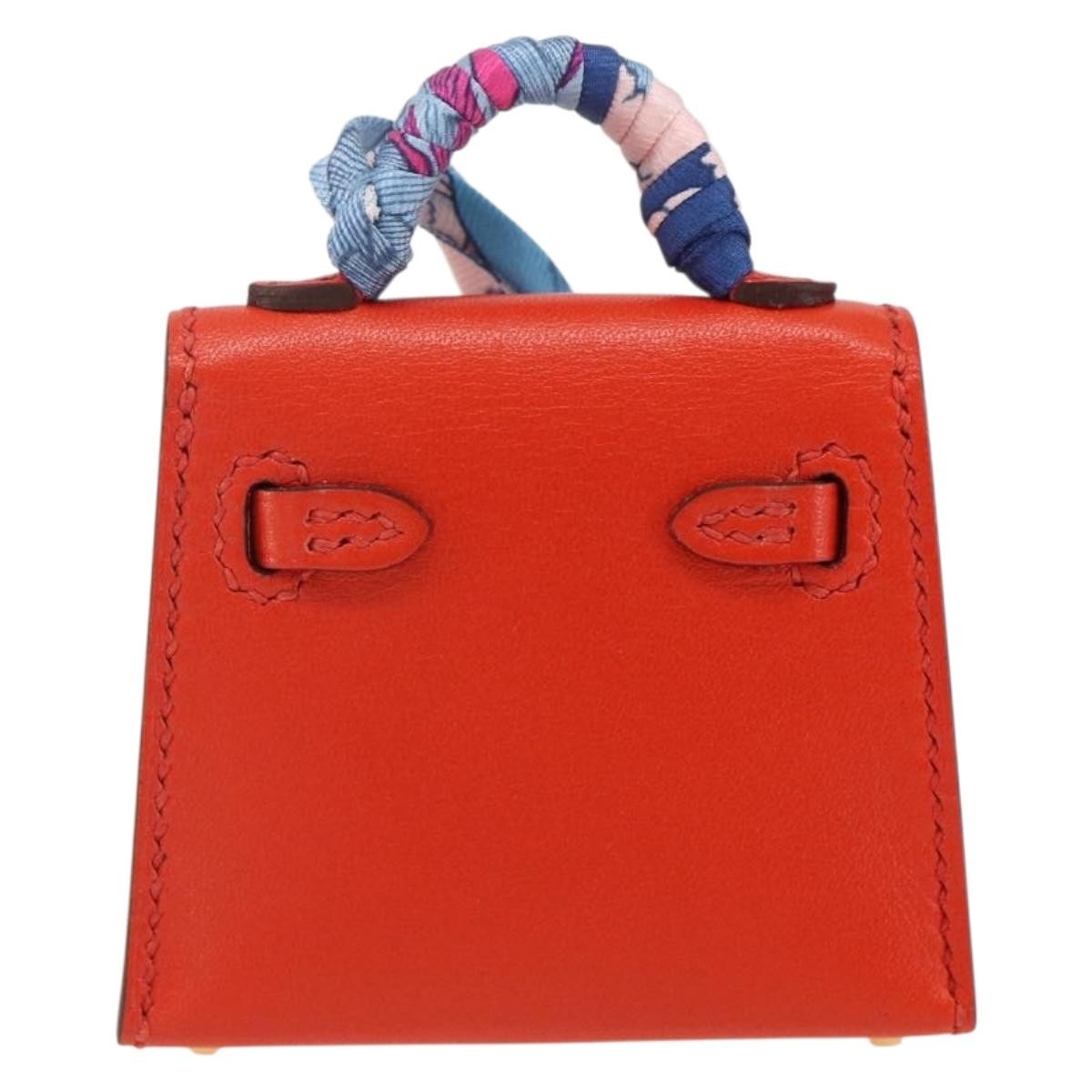 Hermes Kelly Twilly Bag Charm Leather Orange Leather Charms And Keychains Accessory (Pre-Owned)
