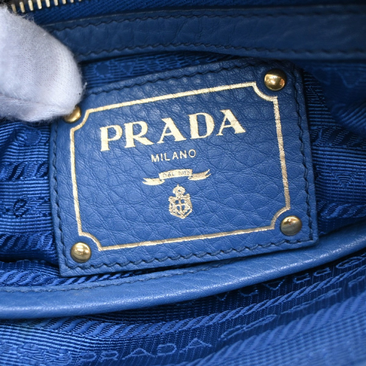 Prada Convertible Shopper Tote Vitello Daino Blue Leather Tote Bag Bag (Pre-Owned)