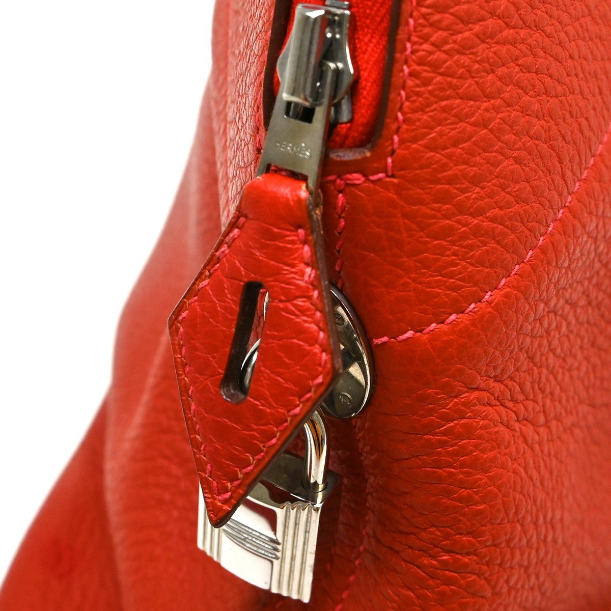 Hermes Bolide Bag Ardennes Red Leather Handbag (Pre-Owned)
