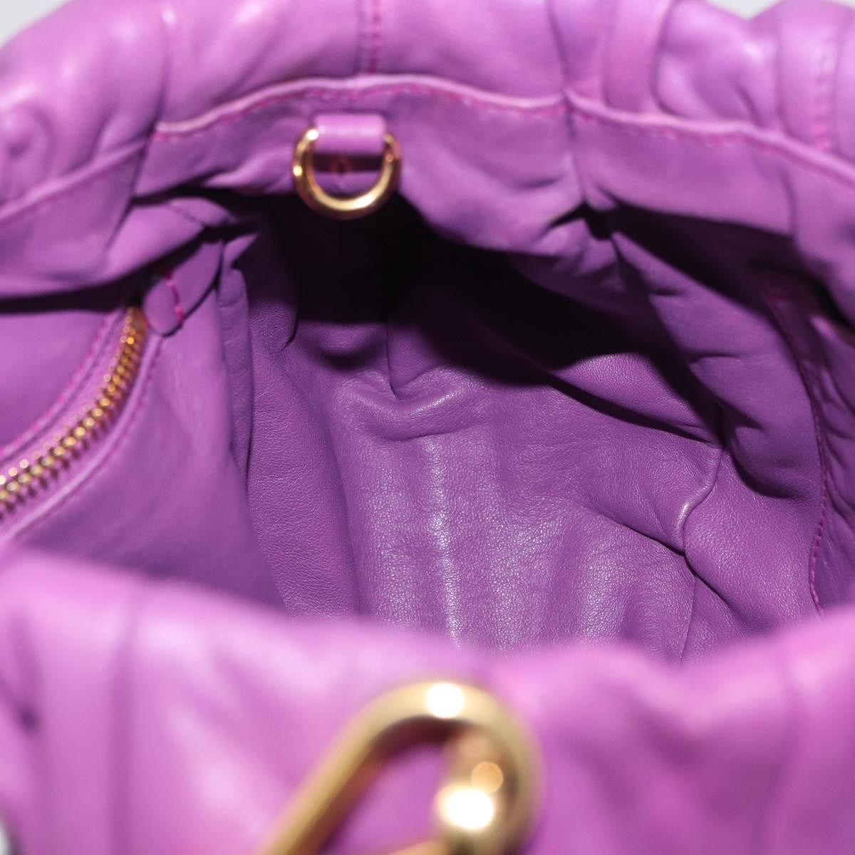 Prada Pleats Shoulder Bag Cervo Leather Purple Leather Handbag (Pre-Owned)