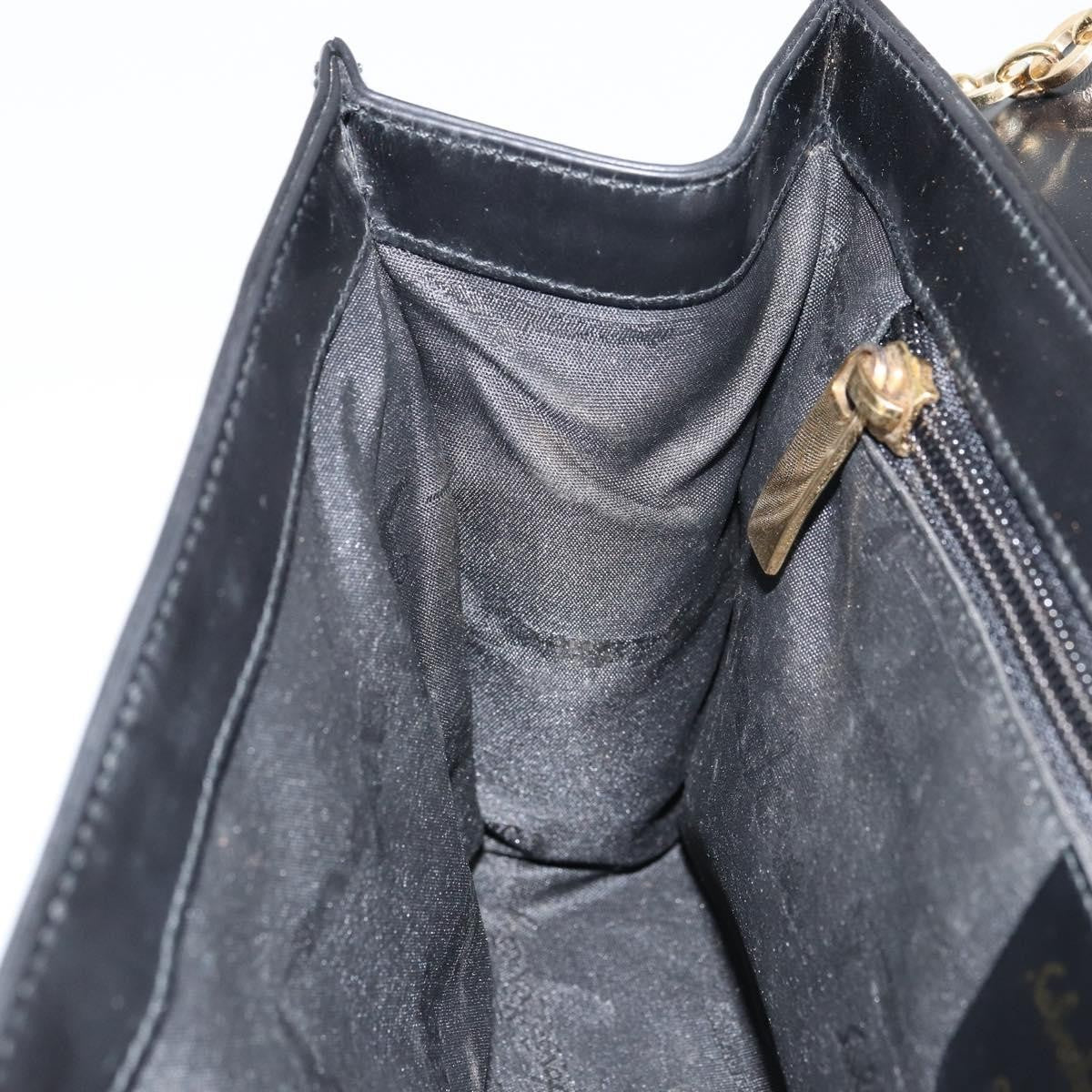 Salvatore Ferragamo Gancini Chain Shoulder Bag Leather Black Leather Shoulder Bag Bag (Pre-Owned)