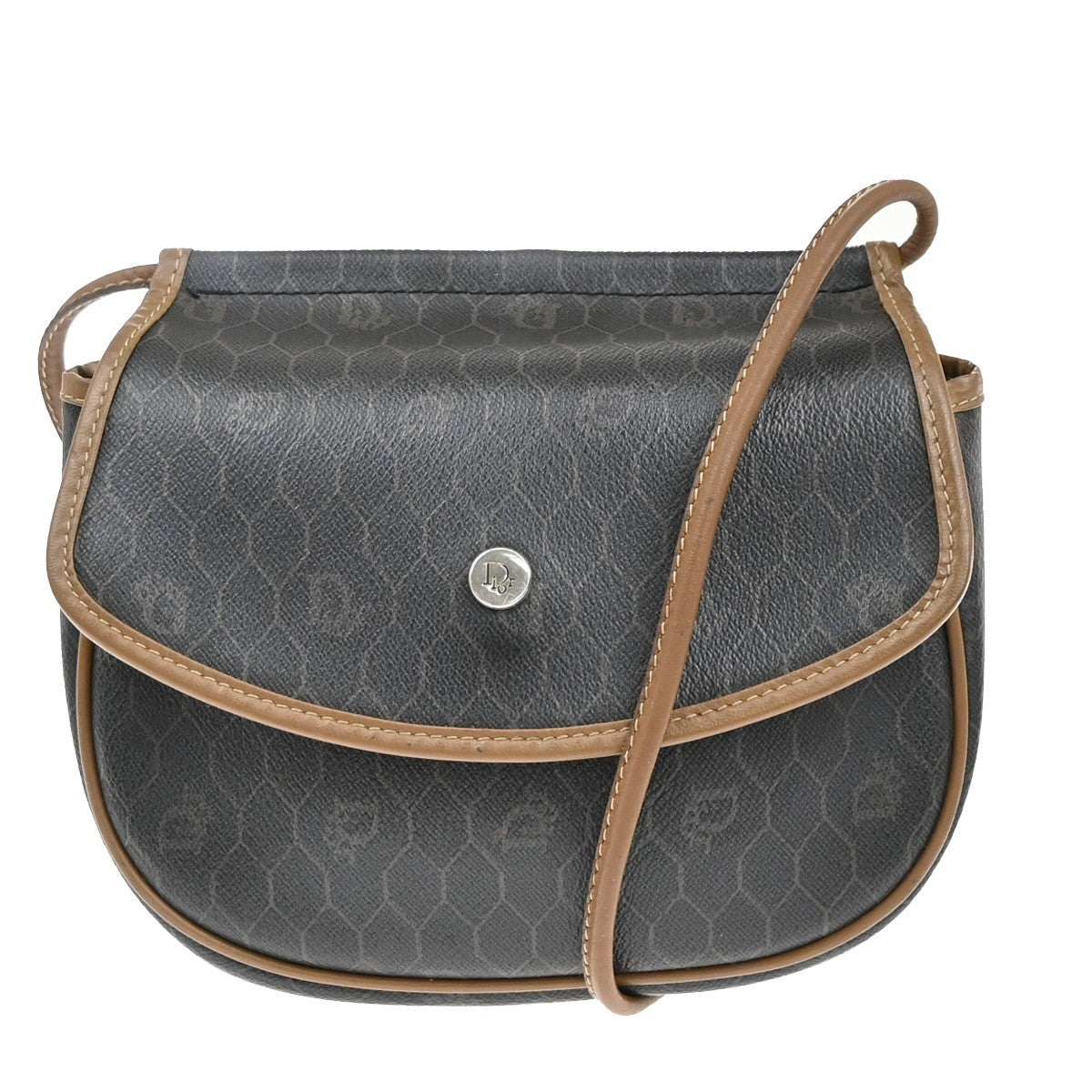 Christian Dior Vintage Honeycomb Shoulder Bag Canvas And Leather Brown Pvc Shoulder Bag Bag (Pre-Owned)
