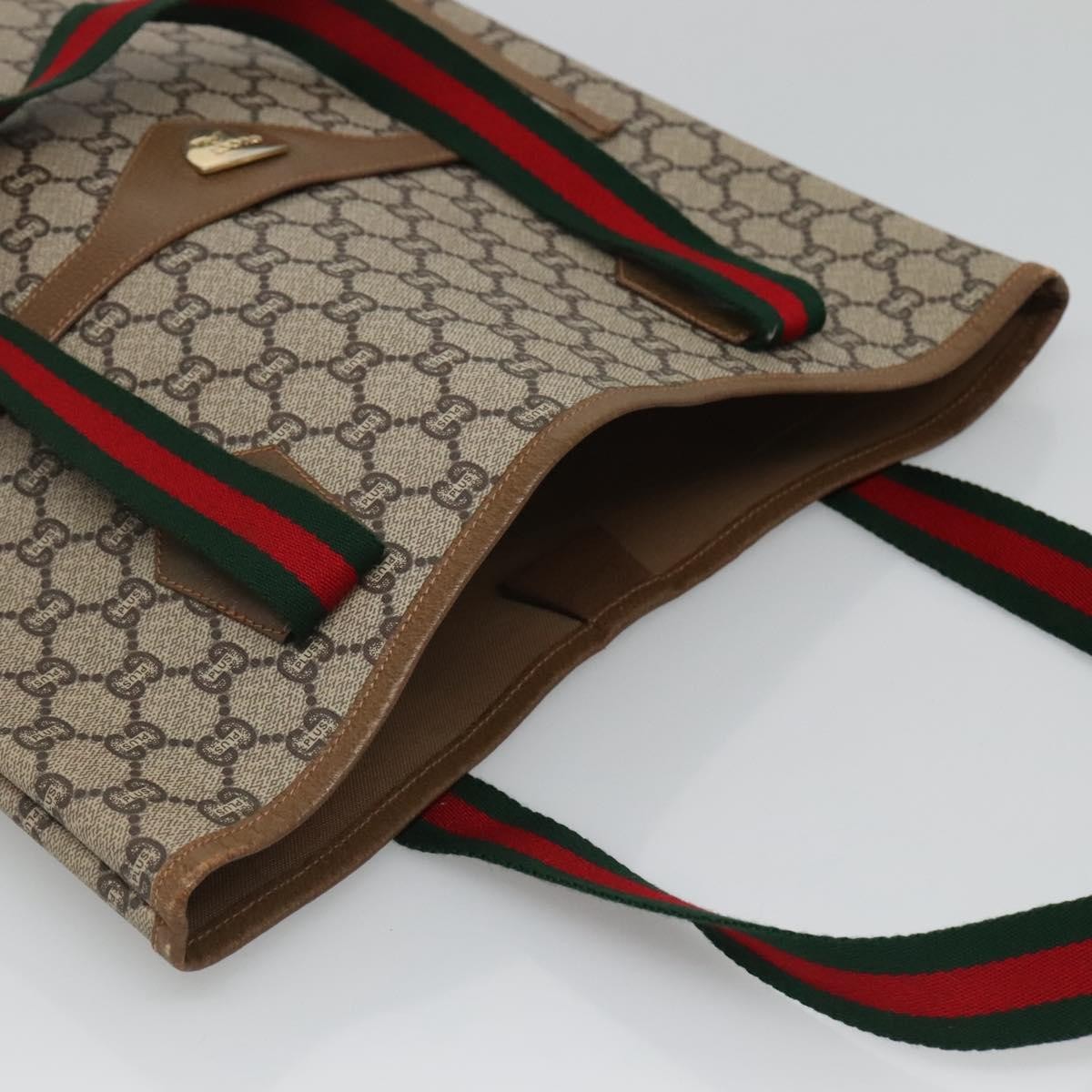 Gucci Vintage Web Strap Tote Gg Coated Canvas Beige Canvas Tote Bag Bag (Pre-Owned)