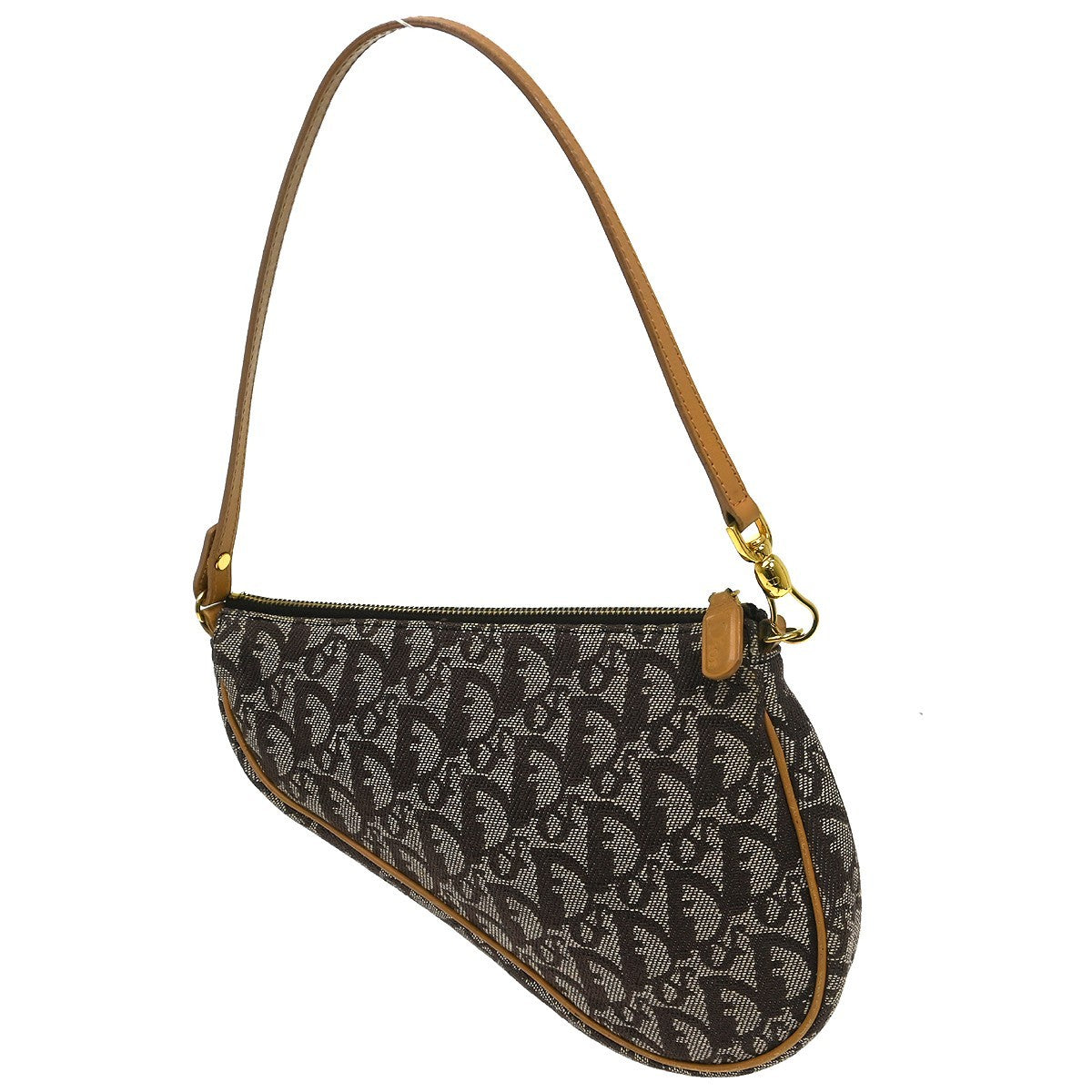 Christian Dior Saddle Bag Oblique Canvas Brown Canvas Handbag (Pre-Owned)