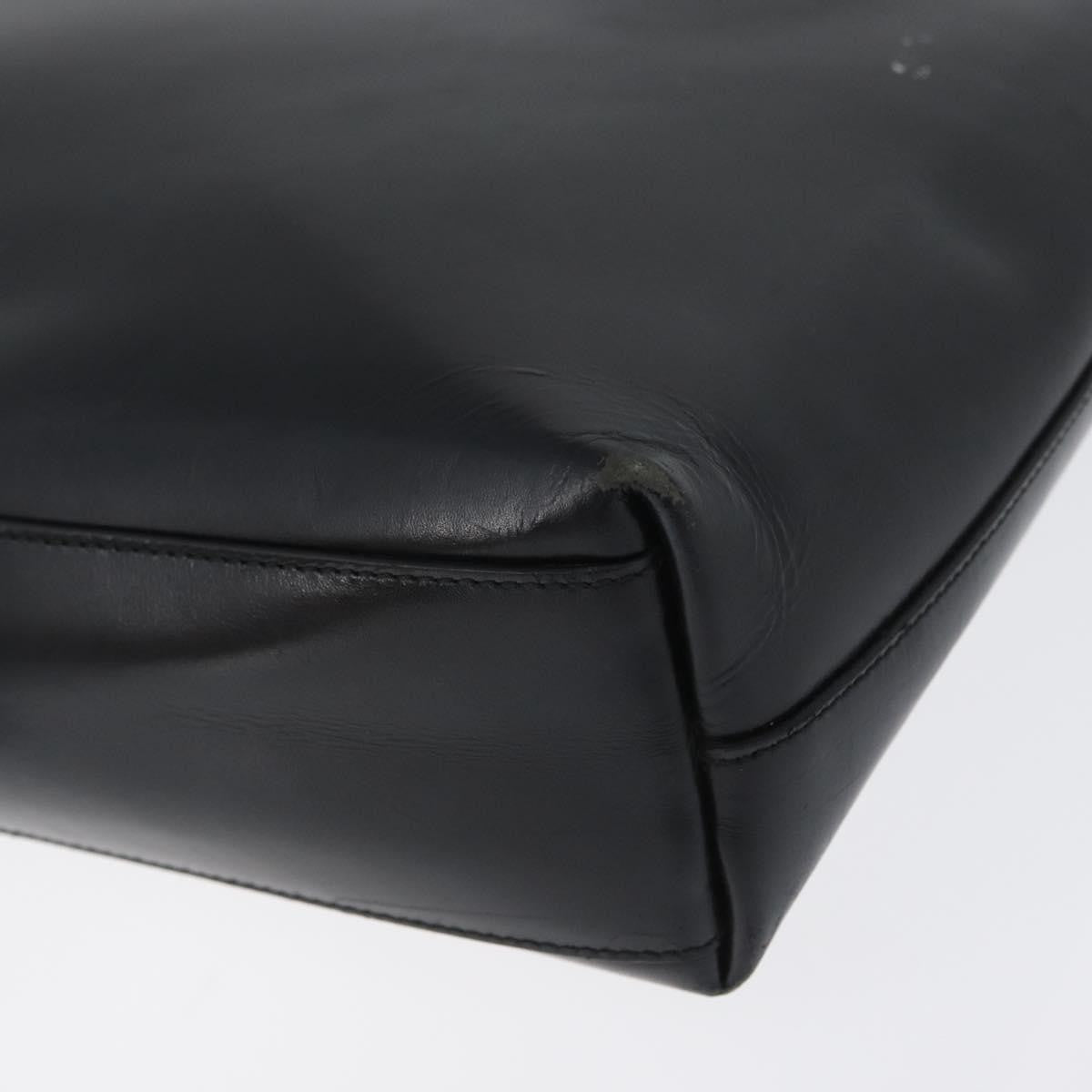 Prada Vintage Tote Leather Black Leather Tote Bag Bag (Pre-Owned)