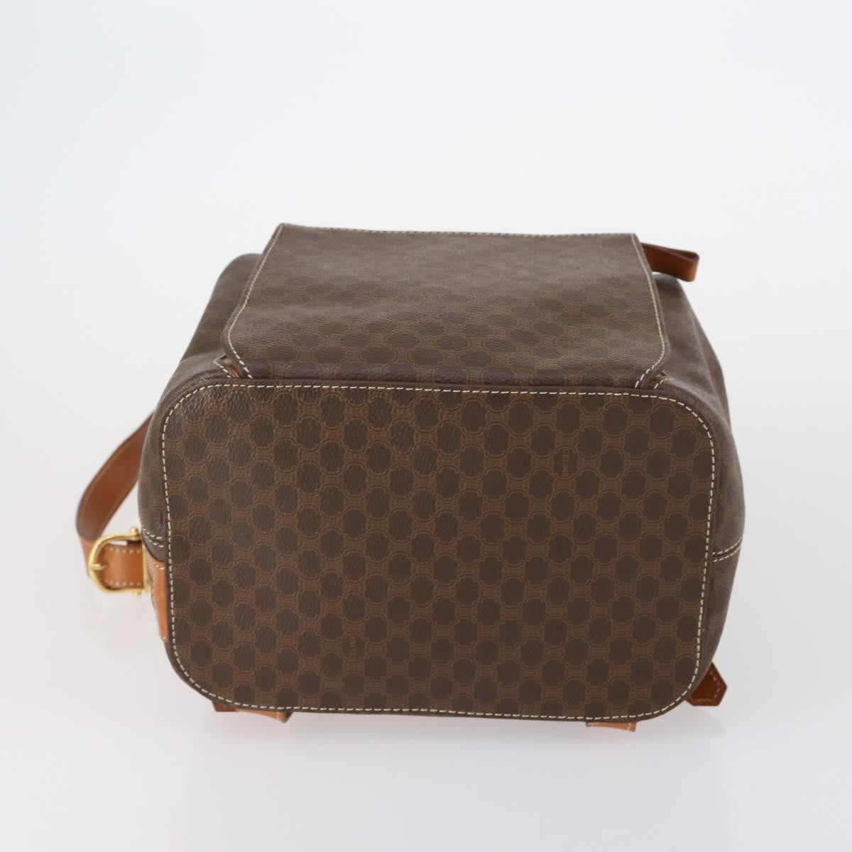 Celine Vintage Macadam Backpack Canvas And Leather Brown Canvas Backpack Bag (Pre-Owned)