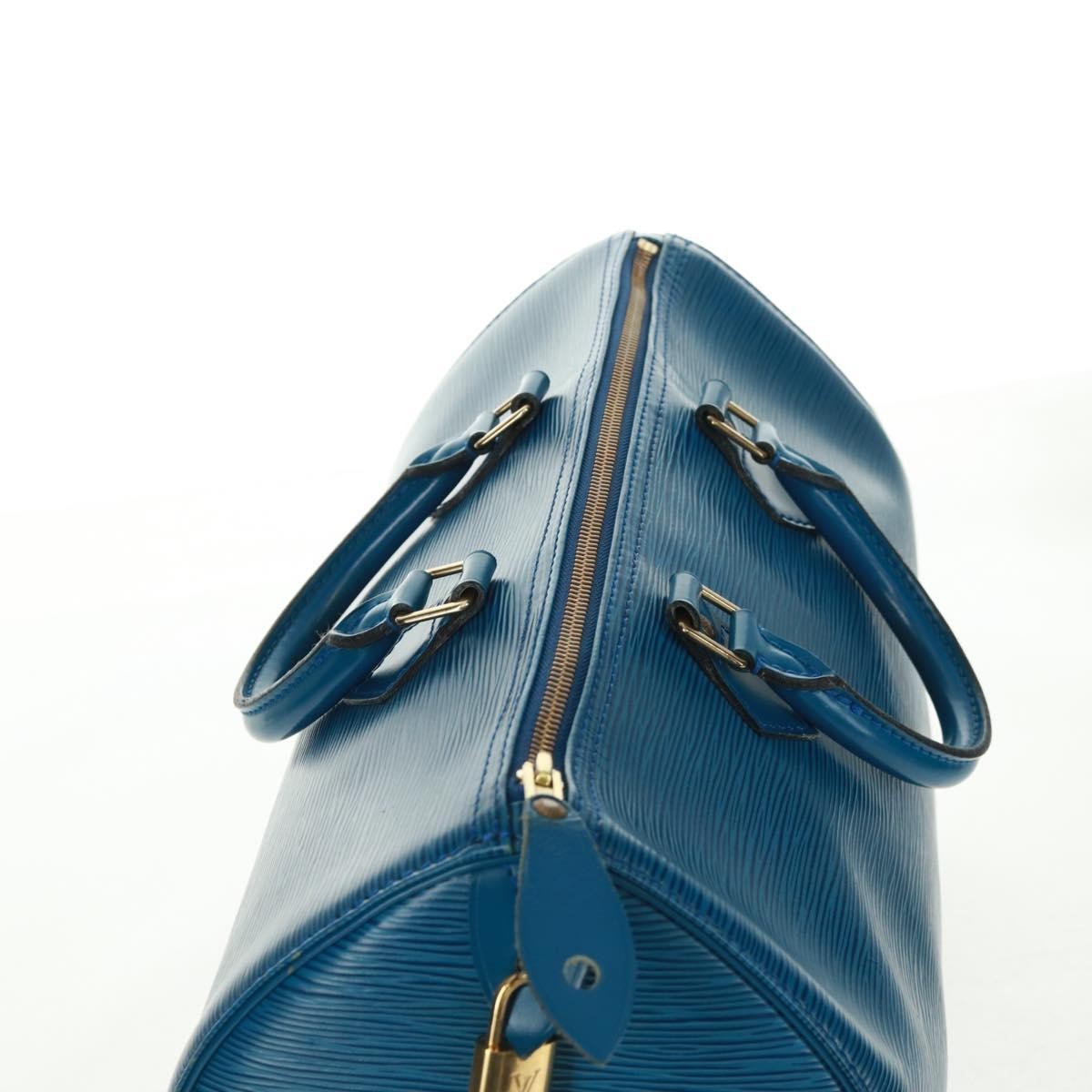 Louis Vuitton Speedy Handbag Epi Leather Blue Leather Handbag (Pre-Owned)