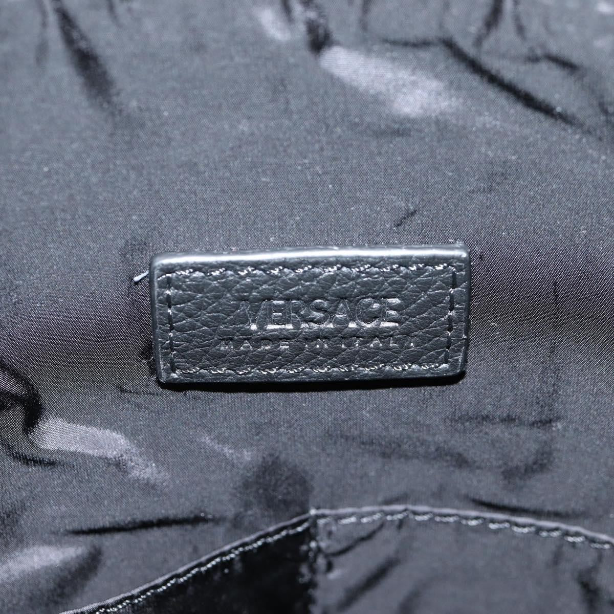 Versace Medusa Tote Leather Black Leather Tote Bag Bag (Pre-Owned)